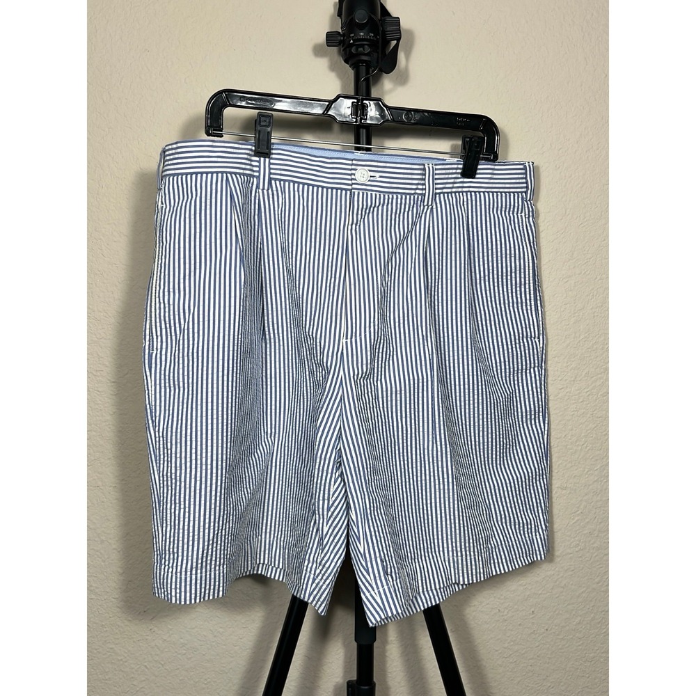 New Brooks Brothers 346 Men's Shorts 36 Regular Blue White Striped Seersucker